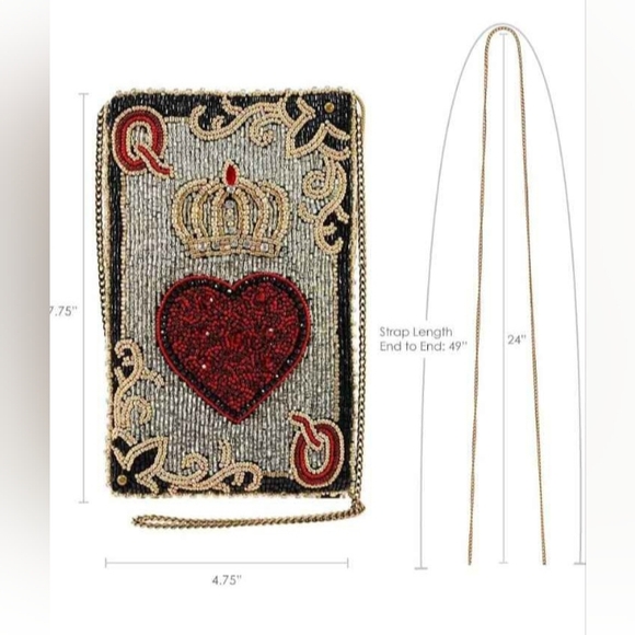 Mary Frances Handbags - Mary Frances Beaded Queen Of Hearts Heart and Crown Clutch Or Crossbody Bag